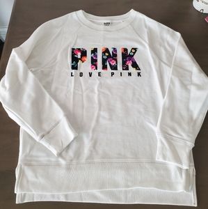 VS PINK White Floral Sweatshirt NWOT